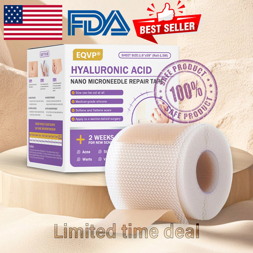 ✅Official Store |𝖤𝖰𝖵𝖯® Hyaluronic Acid Nano Microneedle Repair Tape 🏥(Treatment of old and new scars, reduction of surgical scars, stretch marks, keloids, acne, burns, warts, dermatomes and varicose veins)